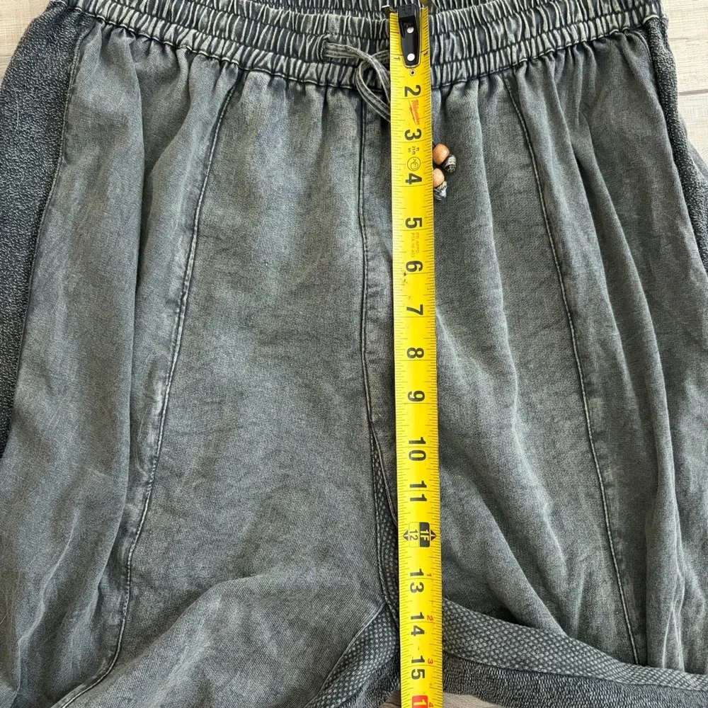 Young Threads Washed Olive Green Embroidered Wide Leg Casual Boho Pants M - Picture 10 of 11